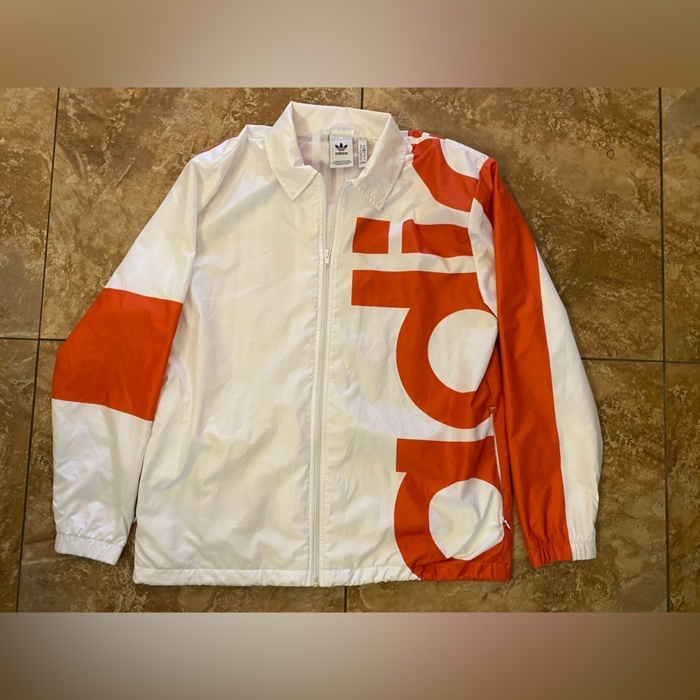 adidas Originals Big Adi Windbreaker Jacket - White/Orange - Size M - Picture 5 of 16